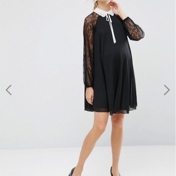 ASOS Maternity Black Lace Mini Dress - Picture 3 of 4